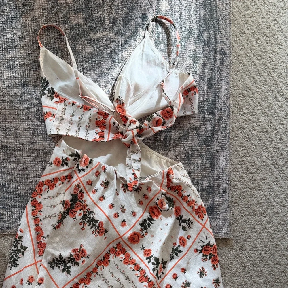 Floral Tie back linen dress
